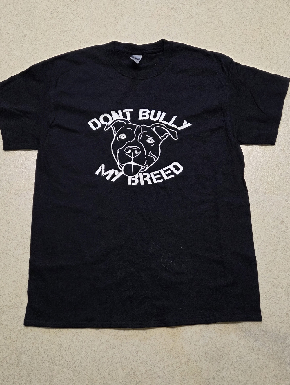 Gildan Black Short-Sleeve Tee with White 'Don't Bully My Breed' Graphic